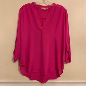 Gibson Latimer hot pink 3/4 sleeve blouse